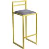 Ferro Sgabello da bar 84 cm nero con schienale - Sgabello da bar imbottito in metallo in stile loft - Oro - Grigio