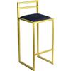 Ferro Sgabello da bar 95 cm nero con schienale - Sgabello da bar imbottito in metallo in stile loft - Oro - Nero