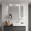 Kiamami Valentina Specchio bagno bianco 58cm, pensile con anta inglesina e faretti led