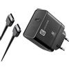 CELLULARLINE Kit caricatore superveloce PD 45W Caricatore da rete USB-C da 45 W con cavo da USB-C a USB-C