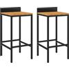 vidaXL Sgabello da bar 2 pezzi in polirattan nero e legno massiccio di acacia