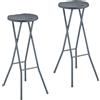 Relaxdays Sgabelli da bar Relaxdays, set da 2, effetto rattan, sgabelli da giardino pieghevoli, plastica, acciaio, DxLxA: 80x34x45 cm, grigio