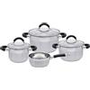 ELO Stahlwaren GmbH Set di pentole ELO Basic Black Steam in acciaio inossidabile con scala di volume, induzione, colore argento, 4 pezzi