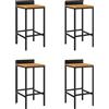 vidaXL Sgabello da bar 4 pezzi in polirattan nero e legno massiccio di acacia