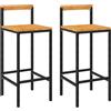 vidaXL Sgabello da bar 2 pezzi in polirattan nero e legno massiccio di acacia