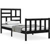 vidaXL Letto in legno massiccio con testiera nera