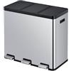 EKO - Pattumiera a pedale Essential 1 Recycler 20+20+20 litri - Plastica acciaio inox - Acciaio inox opaco