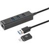 MANHATTAN 3-Port USB 3.0 Typ-C/A Kombo-Hub + Netzwerkadapter
