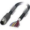 Phoenix Contact Cavo sensore M12 PUR a 12 poli, maschio diritto schermato/trascinabile. Codifica A, lunghezza 5,0 metri, nero intenso