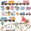 vigatoys Binario per bambini in legno Viga Polarb, 90 pezzi