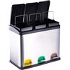 DIRT-DEVIL Cestino a pedale Dirt Devil 3 x 15L per la raccolta differenziata con 3 scomparti - Cestino per la cucina - Cestino con coperchio a chiusura morbida - 59 x 30 x 47,5 CM - Cestino a pedale in acciaio inox - Argento