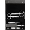 ZWILLING_BEAUTY ZWILLING Set da 5 pezzi per manicure e pedicure in pelle bovina con bottoni a pressione, antracite