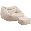Home Deluxe - Borsa a sacco COZY con sgabello - Tessuto: velluto a coste, colore: beige - Dimensioni: 100 x 88 x 80 cm, compresa imbottitura I Borsa a sacco a fagiolo