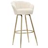 MAURO FERRETTI Sgabello Bar Vienna Glam Crema e Oro - Sgabello Alto in Velluto con Gambe a Petalo in Metallo Dorato, Altezza Seduta 90 cm