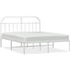vidaXL Struttura letto con testiera in metallo bianco 140x200 cm