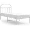 vidaXL Letto in metallo senza materasso con testiera bianco 75x190 cm