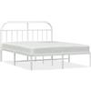 vidaXL Struttura letto con testiera in metallo bianco 140x190 cm
