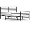 vidaXL Struttura letto con testiera e pediera in metallo nero 120x190 cm