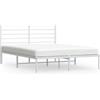 vidaXL Struttura letto con testiera in metallo bianco 150x200 cm