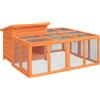 vidaXL Gabbia per conigli Marrone 144x123x67,5 cm Legno massiccio di pino