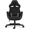 SENSE7 Knight Sedia da gioco in tessuto nero-grigio - Sedia da ufficio ergonomica Sedia da scrivania Sedia da computer Sedia da gaming Sedia da corsa 120 kg