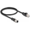 DELOCK M12 Adapterkabel D-kodiert 4 Pin ST zu RJ45,ST 50 cm