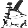 Zipro Panca multifunzione Zipro Volume con panca leg press e bicep curl per l'allenamento di tutto il corpo, panca regolabile, nera, portata 230 kg