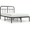 vidaXL Struttura letto con testiera in metallo nero 120x190 cm