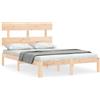 vidaXL Letto in legno massiccio con testiera