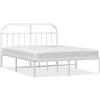 vidaXL Struttura letto con testiera in metallo bianco 183x213 cm