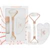 Crystallove Set di bellezza al quarzo chiaro CRYSTALLOVE: rullo per il viso + piastra Gua Sha + flacone roll-on