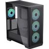 Aerocool Case per PC APNX C1 Mid-Tower ATX nero, 4 ventole ARGB APNX FP1 ad alto flusso d'aria incluse, fino a 11 slot per ventole, supporto per dissipatore a liquido superiore e laterale da 360 mm, 5 porte PWM ARGB