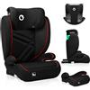 Lionelo Seggiolino auto Lionelo Hugo I-Size da 4 a 12 anni, da 15 kg a 36 kg, i-Size ISOFIX o cinture di sicurezza per auto - Sporty Black Red