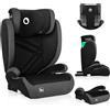 Lionelo Hugo I-Size Seggiolino auto per bambini da 4 a 12 anni, da 15 kg a 36 kg, (set), i-Size / ISOFIX o cintura auto / 15-36 kg - Nero grigio