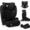 Lionelo Hugo I-Size Seggiolino auto per bambini da 4 a 12 anni, da 15 kg a 36 kg, (set), i-Size / ISOFIX o cintura auto / 15-36 kg - Nero