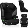Lionelo Lars Seggiolino auto I-Size da 3 anni a 12 anni, da 12 kg a 36 kg, (set), i-Size / 12-36kg / 100-150 cm / Memory Foam - Nero Grigio