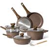Just Perfecto Set di pentole e padelle Just Perfecto JL-26, 14 cm, ghisa, finitura in marmo, induzione, vaporiera, accessori, marrone