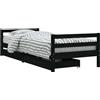 vidaXL Letto per bambini con cassetti nero 90x200 cm in legno di pino massiccio