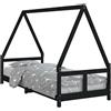 vidaXL Letto per bambini nero 80x200 cm in legno di pino massiccio