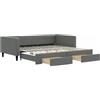 vidaXL Divano letto estraibile con cassetti Grigio scuro 100x200 cm Tessuto