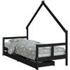 vidaXL Letto per bambini con cassetti nero 80x200 cm in legno di pino massiccio