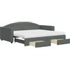 vidaXL Letto da giorno allungabile con cassetti grigio scuro 90x190 cm tessuto