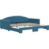 vidaXL Letto da giorno allungabile blu 100x200 cm in velluto