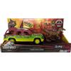 Mattel HND20 Jurassic World Epic Attack, Ford Explorer Actioncar con un velociraptor, effetti luminosi e sonori