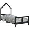 vidaXL Letto per bambini nero 80x200 cm in legno di pino massiccio