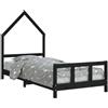 vidaXL Letto per bambini nero 90x200 cm in legno di pino massiccio