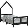 vidaXL Letto per bambini nero 80x160 cm in legno di pino massiccio