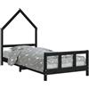 vidaXL Letto per bambini nero 90x190 cm in legno di pino massiccio