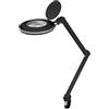 Goobay 64988 Lampada d'ingrandimento a LED a clip, 9 W, nera, 1,5 m - 80-730 lm, dimmerabile, lente in cristallo da 127 mm, ingrandimento 1,75x, 3 diottrie