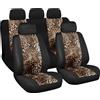 LAMPA Set coprisedili auto in poliestere leopardato nero con imbottitura in spugna